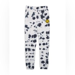 WESC Sweatpants, 100% Cotton Boy's Tie-dye Joggers, L, Black/ White, NWT
